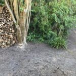 Rangement de bois d'élagage en vue de son séchage..
